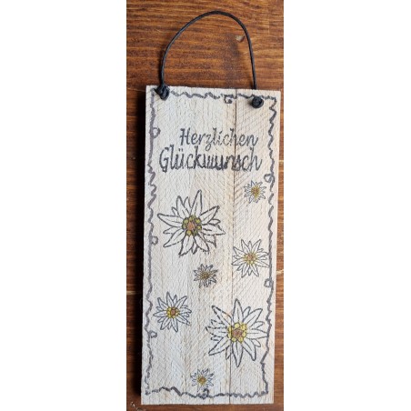 Mini Schild Herzlichen Glückwunsch/Edelweiss