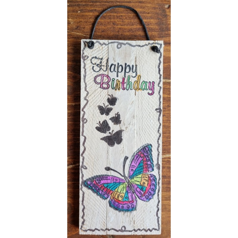 Mini Schild Happy Birthday/Schmetterling