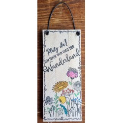 Mini Schild Wunderland/Blumen