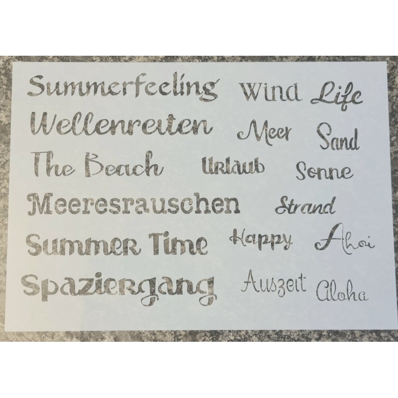 Schablone diverse Wörter