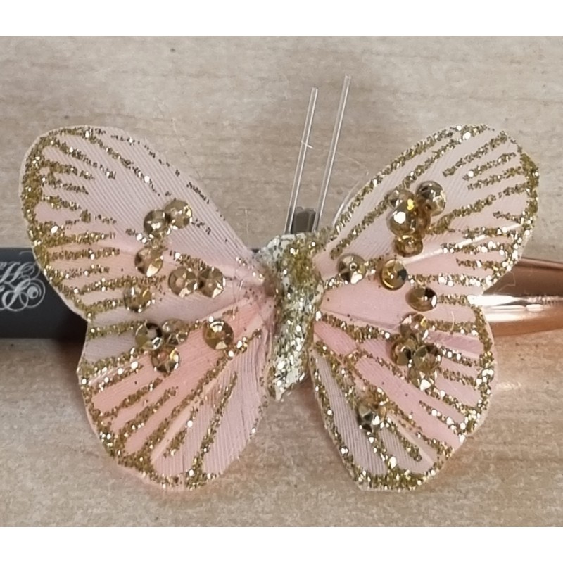 Schmetterling mit Clip lachs