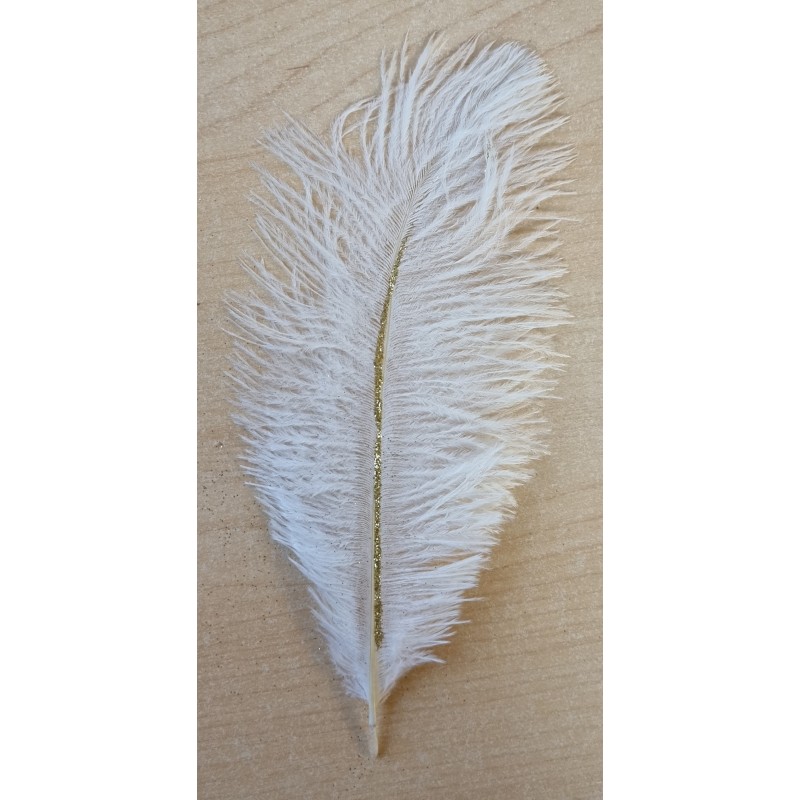 Glitter Feder weiss/gold