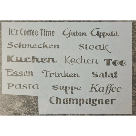 Schablone diverse Wörter Essen/Trinken