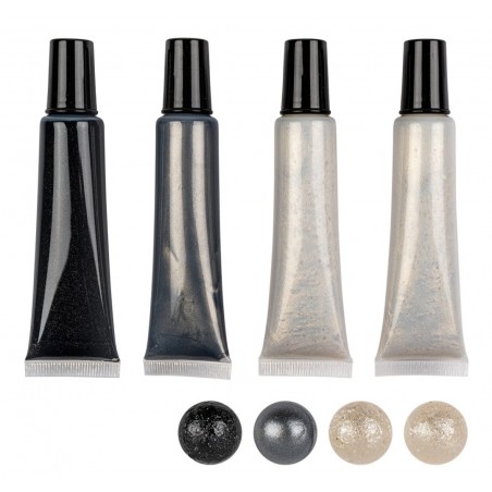 Perlen Pens schwarz/antik-silber/2× weiss