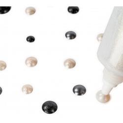Perlen Pens schwarz/antik-silber/2× weiss