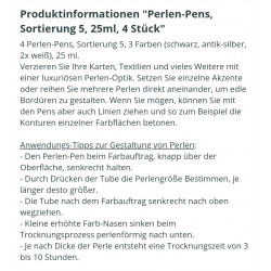 Perlen Pens schwarz/antik-silber/2× weiss