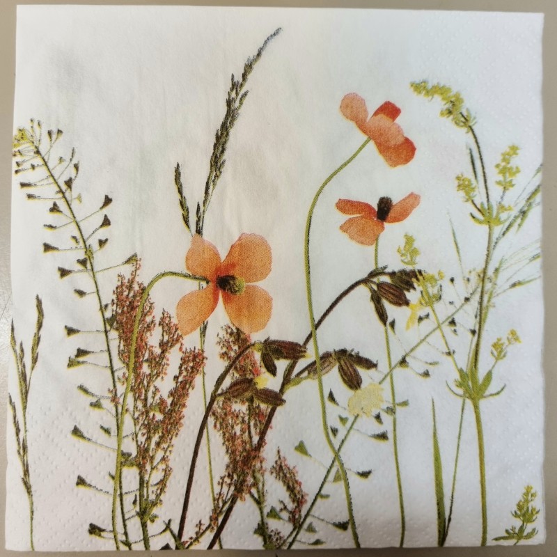 Serviette Blumenwiese orange