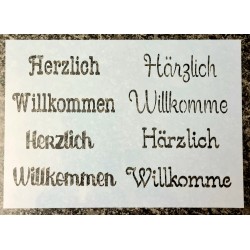 Schablone Herzlich Willkommen 4x