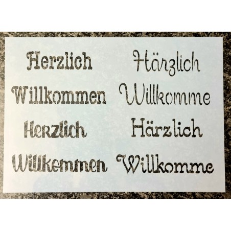 Schablone Herzlich Willkommen 4x