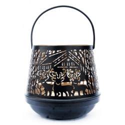 Metall Laterne schwarz/gold