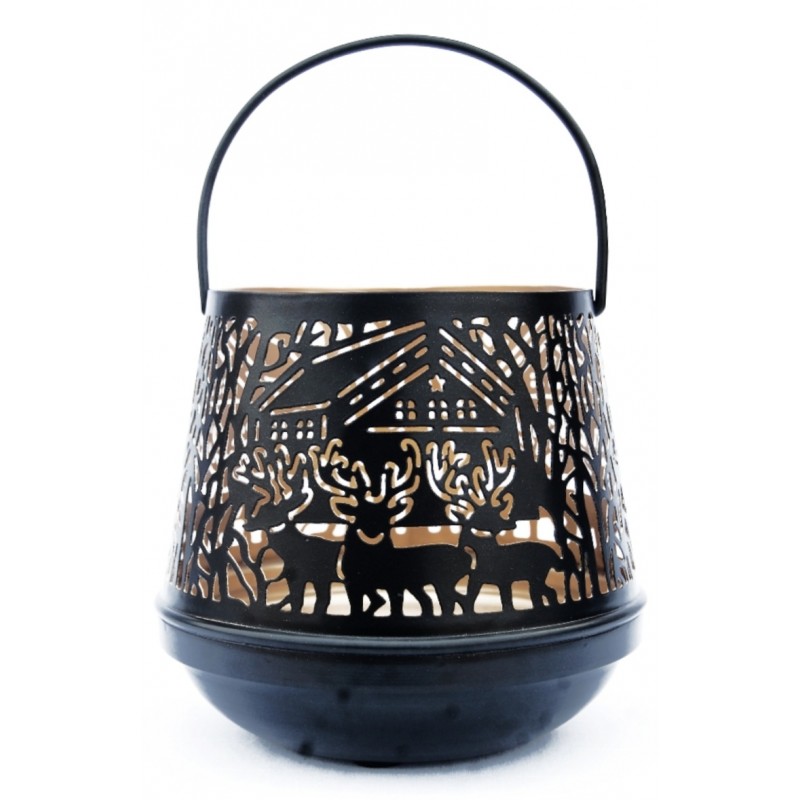 Metall Laterne schwarz/gold