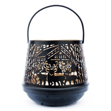 Metall Laterne schwarz/gold