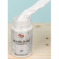 Schablonier Creme Metallic Relief weiss