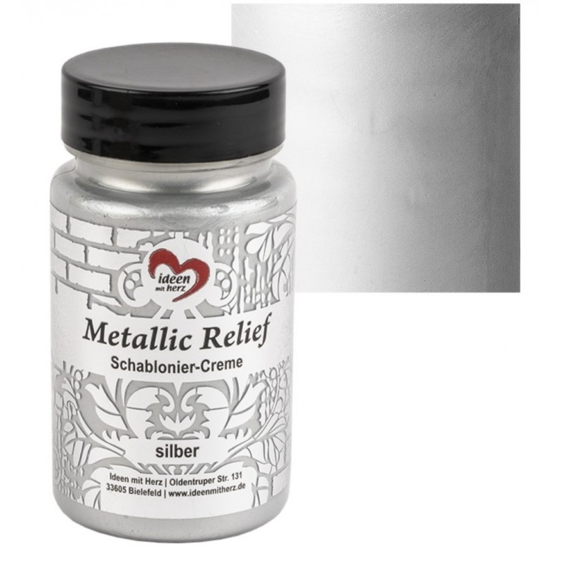 Schablonier Creme Metallic Relief silber