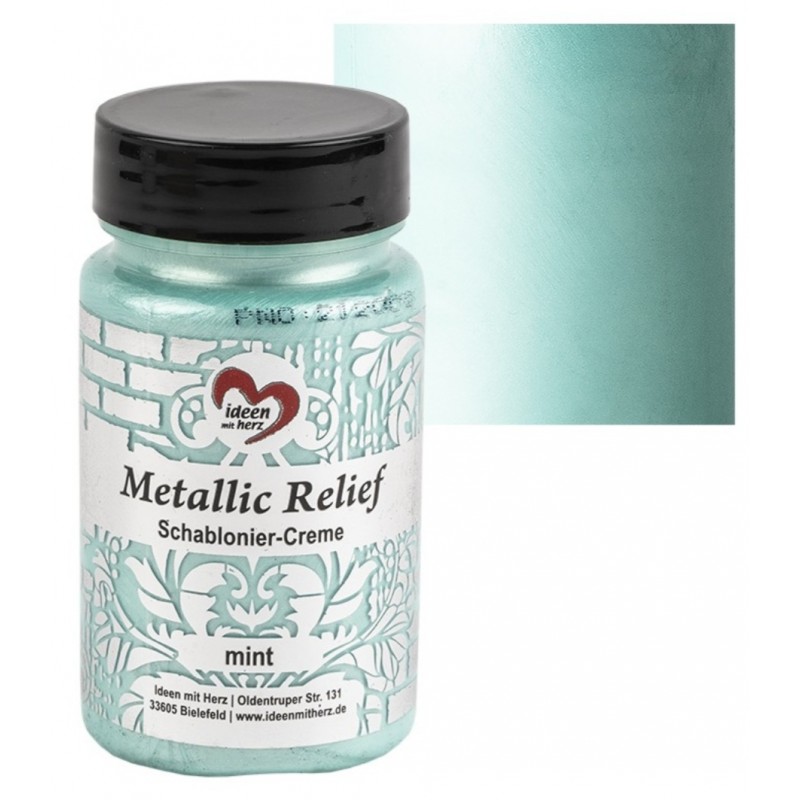 Schablonier Creme Metallic Relief mint