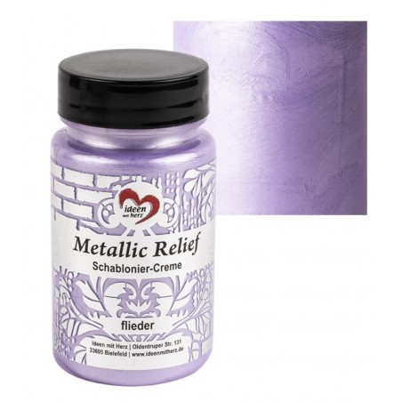 Schablonier Creme Metallic Relief flieder