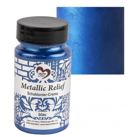 Schablonier Creme Metallic Relief blau