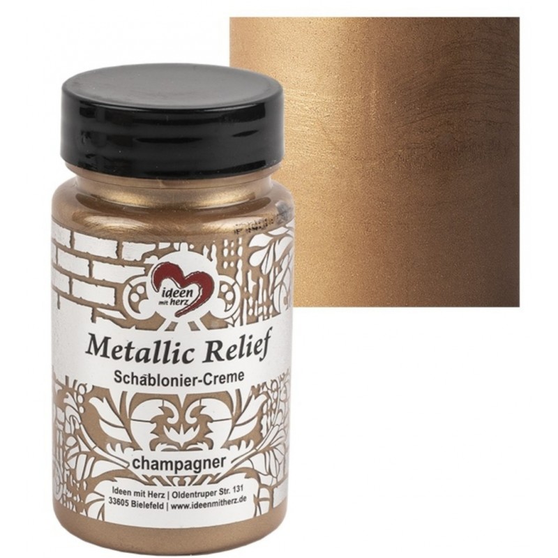 Schablonier Creme Metallic Relief champagner
