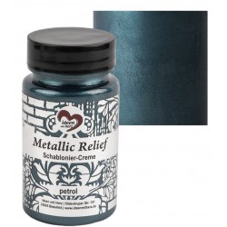 Schablonier Creme Metallic Relief petrol