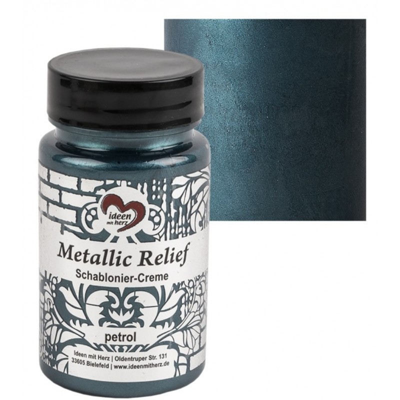Schablonier Creme Metallic Relief petrol