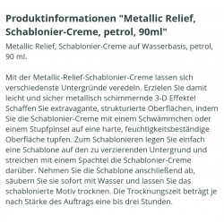 Schablonier Creme Metallic Relief petrol