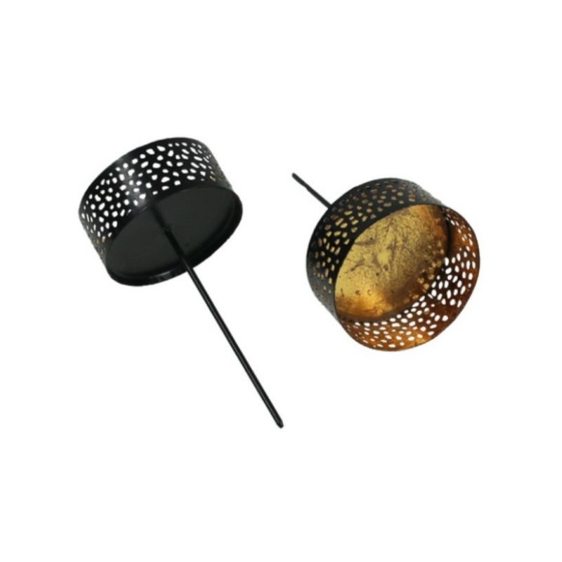 Teelicht Stecker schwarz/gold