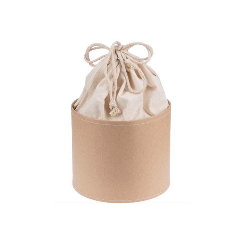 Pappmaché Rundbox mit Baumwollsack