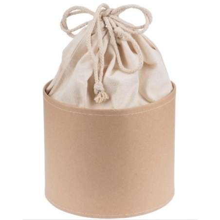 Pappmaché Rundbox mit Baumwollsack