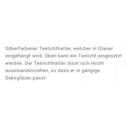 Metall Teelichthalter für Glas silberfarbig