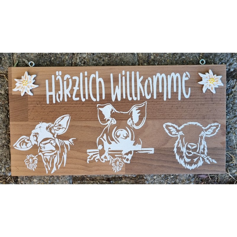 Schild Härzlich Willkomme