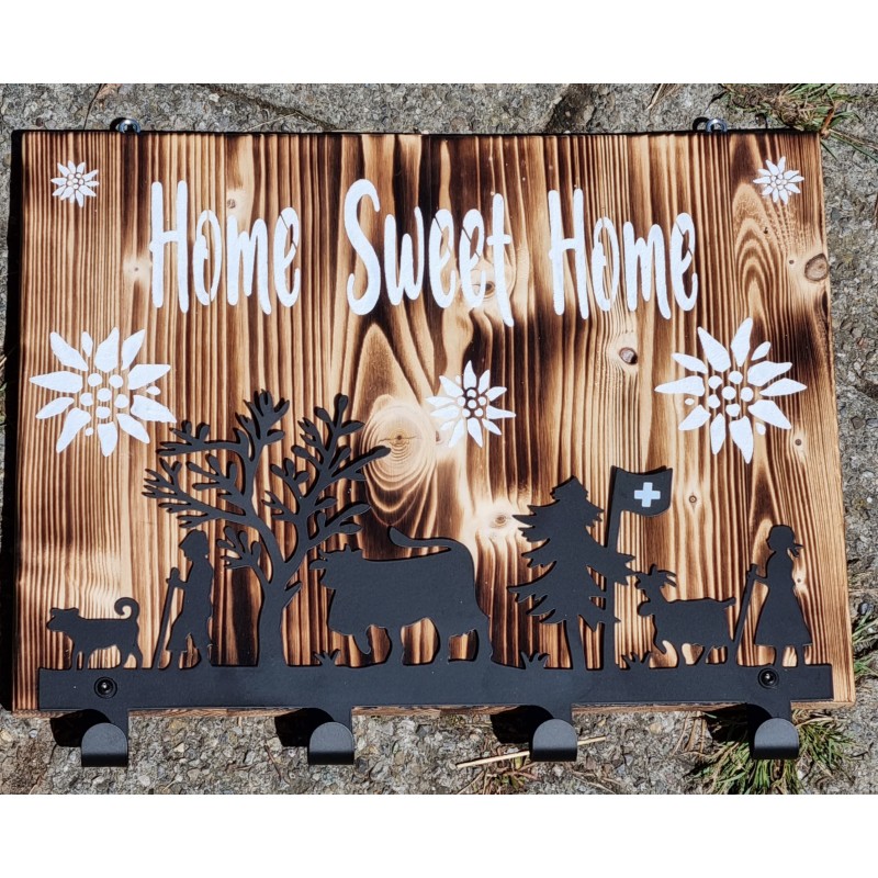 Garderobe Alpaufzug natur Home sweet Home