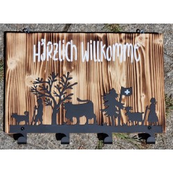 Garderobe Alpaufzug  natur Härzlich Willkomme