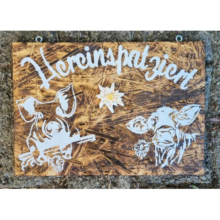 Schild Hereinspatziert