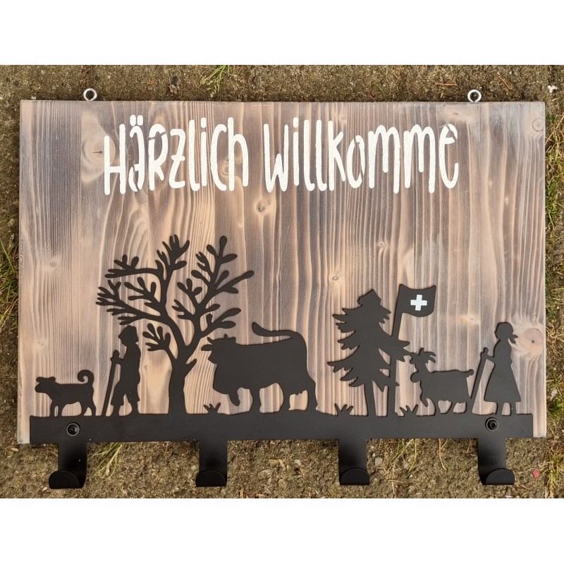 Garderobe Alpaufzug creme Härzlich Willkomme