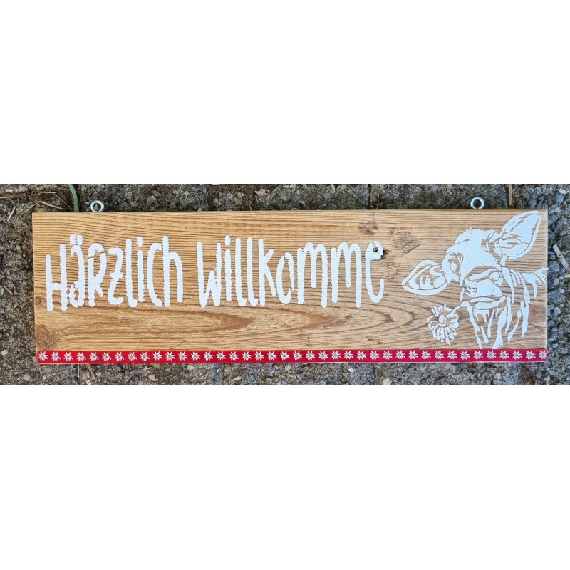 Schild Härzlich Willkomme
