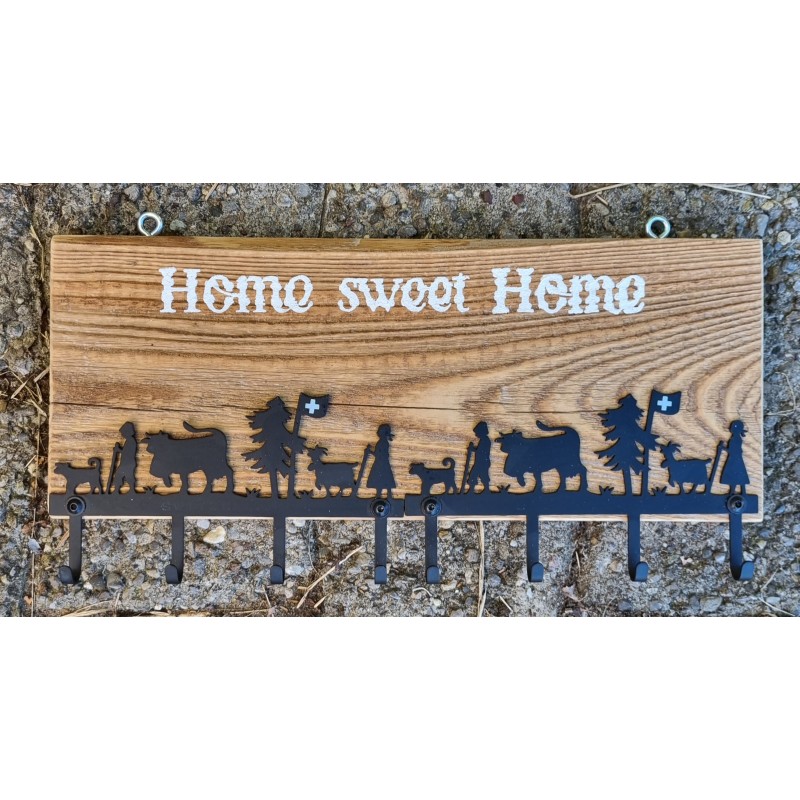 Schlüsselbrett Alpaufzug natur Home sweet Home