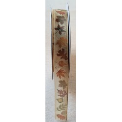 Deko Band Organza Blätter gelb