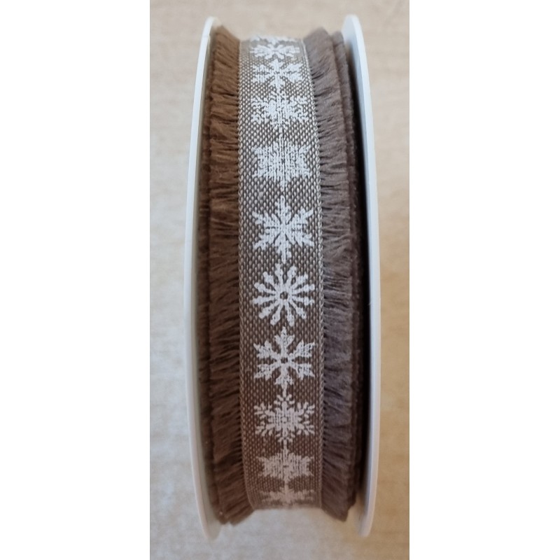 Deko Band Schneeflocken braun