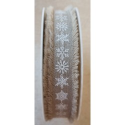Deko Band Schneeflocken natur