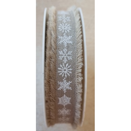 Deko Band Schneeflocken natur