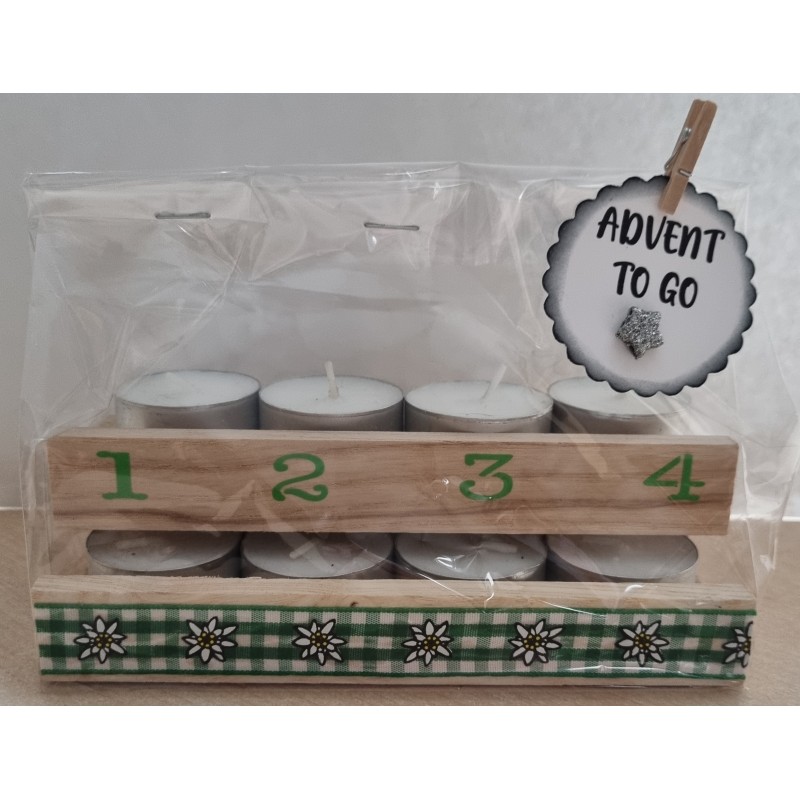 Advent to go Edelweiss grün kariert