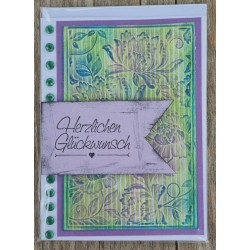 Herzlichen Glückwunsch Blumen grün/lila