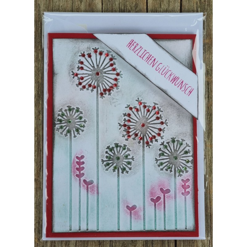 Herzlichen Glückwunsch Pusteblumen rot