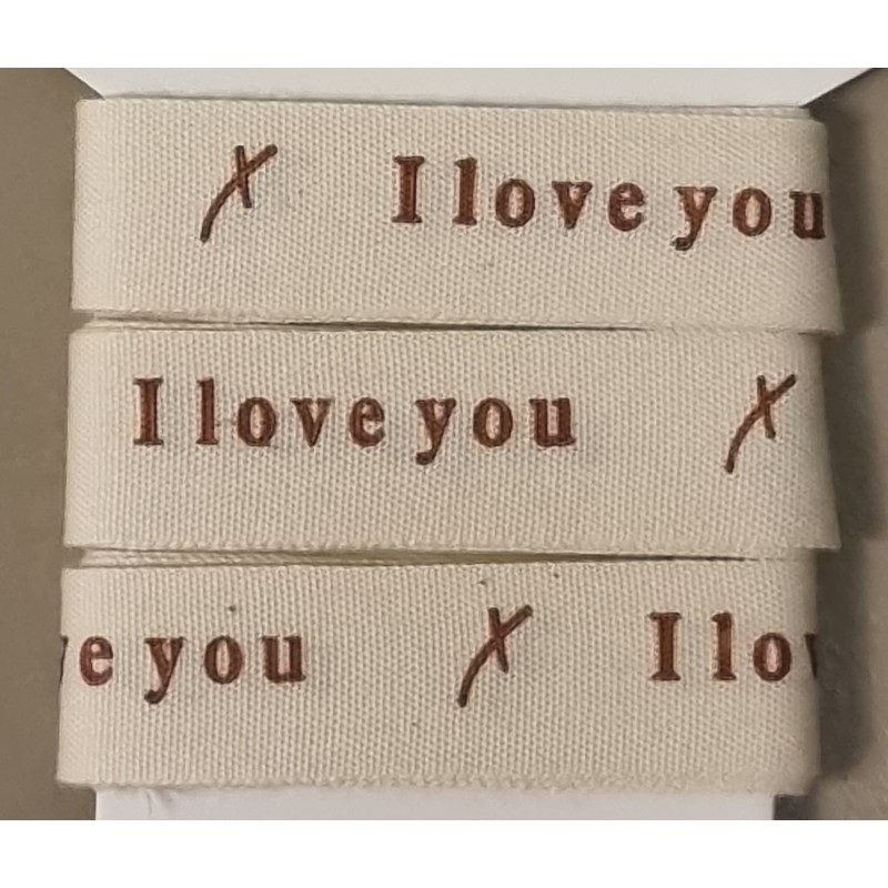 Dekoband I love you  creme/rot