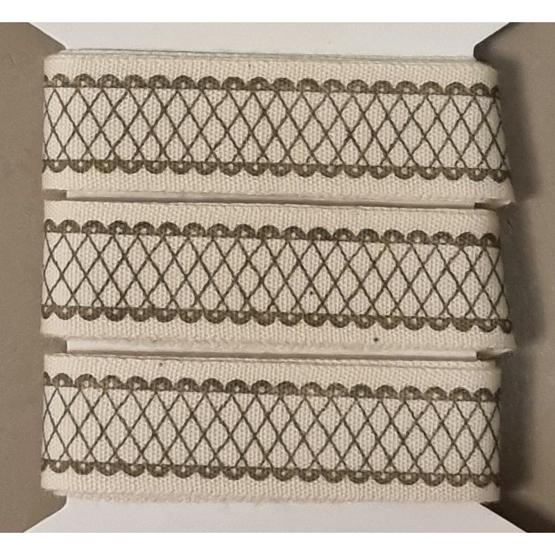 Dekoband Gemustert  creme/taupe
