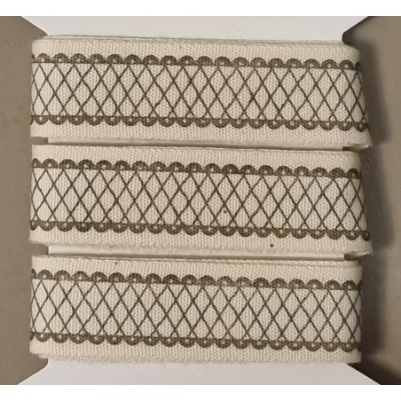 Dekoband Gemustert  creme/taupe
