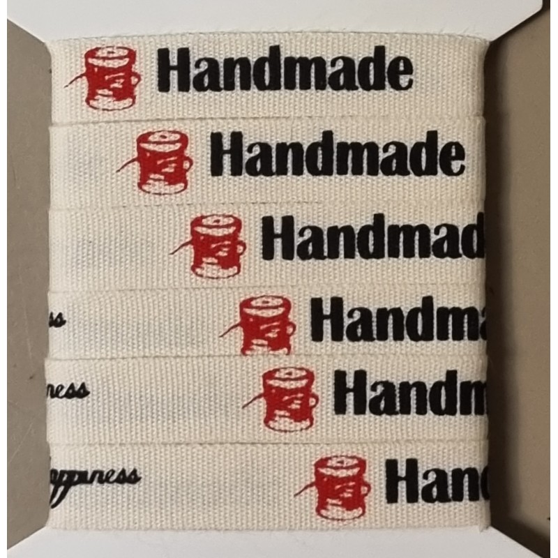 Dekoband  Handmade/Happyness  creme/rot/schwarz