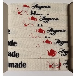 Dekoband  Handmade/Happyness  creme/rot/schwarz
