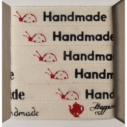 Dekoband  Handmade  creme/rot/schwarz