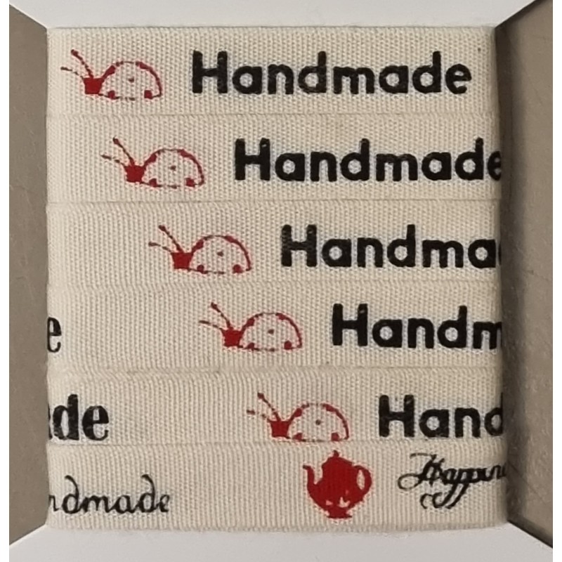 Dekoband  Handmade  creme/rot/schwarz